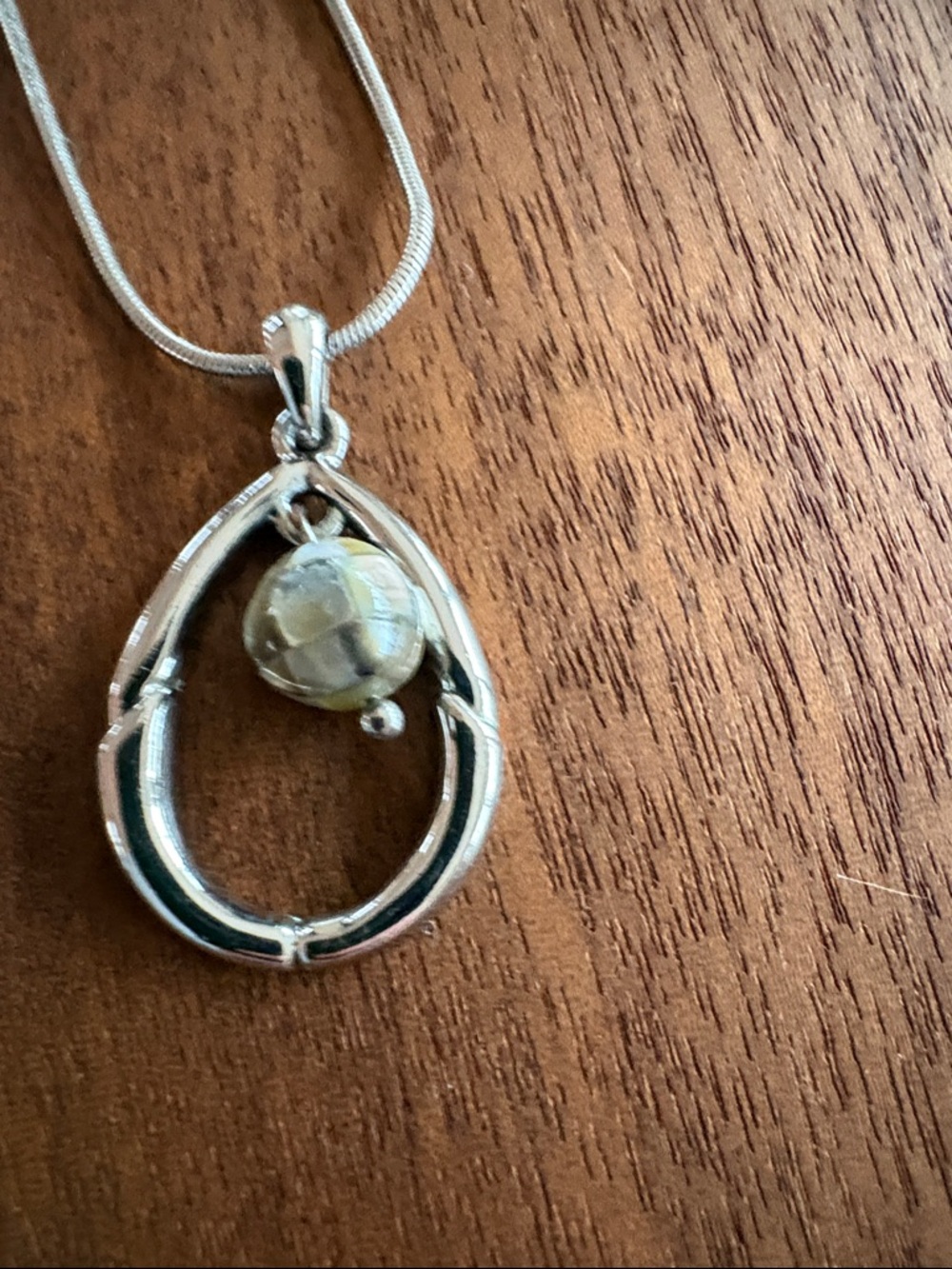 Lia Sophia Silver Teardrop Necklace with Lime Green Accent and Silver Pendant - Picture 6 of 7